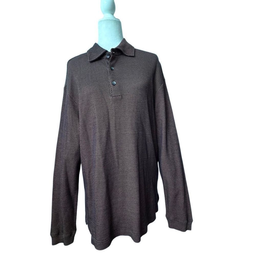 Axis Men’s Polo Shirt Long Sleeve Silk Cotton Collar SZ M